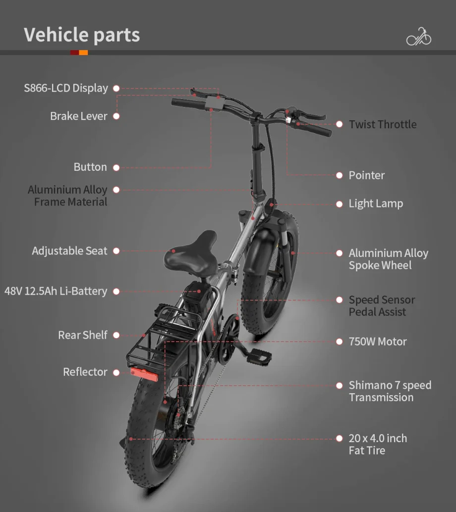 750W Folding Electric Bike A30 - Image 8